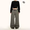 Yongfang Calça Casual Workwear Retrô Americana Masculina Reta Simples Versátil Textura Tridimensional Marca Tendência Calça Reta de Perna Larga