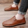 Sapatos Masculinos Slip-on Preguiçosos Casuais Primavera e Verão Baixo Costura de Carro Sapatos Únicos Sapatos de Dirigir do Pai