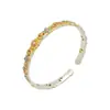 Diseño Original Pulsera Abierta de Vid de Girasol de Plata Pura 999 con Esmalte e Incrustación de Oro en Nuevo Estilo Chino
