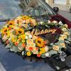 Letrero de Boda Decoración Creativa de Coche de Boda Letrero de Letras Letrero en Inglés Barro Floral de Boda Cabeza Creativa Dorada Coche Amor
