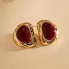 Pendientes de Tachuela Irregulares Ovalados de Resina y Aguja de Plata Transfronterizos Europeos y Americanos Pendientes Retro Maillard Sentido de Diseño de Nicho Adornos para Orejas