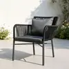 Silla de ratán para patio exterior, mesa y sillas de ocio, balcón al aire libre de jardín para el hogar, silla creativa con respaldo de cuerda para casa de huéspedes, mesa de café pequeña