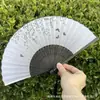 Leque Dobrável Estilo Antigo Transfronteiriço para o Verão, Estilo Chinês, Hanfu, Cheongsam, Leque Pequeno Dobrável de Bambu Portátil para Mulheres
