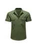 Nueva Camisa de Trabajo de Manga Corta para Hombre de Verano, Casual para Exteriores, Transpirable, Cuello de Solapa, Color Sólido, Corte Delgado, Camisa de Negocios para Hombre