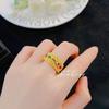Pendientes Simples de Diamantes de Colores Retro Franceses para Mujer, Joyería de Nicho de Alta Gama, Tachuela para Oreja, Hebilla de Oreja, Textura Tallada, Anillo de Apertura Dorado, Artístico