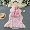 Vestido Tomara que Caia Estampado Estilo Resort Francês para Mulheres, Verão Doce Estilo Princesa com Babados em Camadas, Longo com Aspecto de Fada