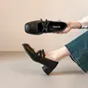 Novos Sapatos Mary Jane Quadrados de Salto Grosso Retrô de Primavera, Sapatos de Couro Elegantes de Salto Alto com Corte Baixo para Mulheres