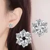 Pendientes de Flor Plateada de Estilo Coreano de Gran Venta para Mujer, Pendientes Creativos Elegantes y Únicos de Estilo Coreano, Pendientes Pequeños Mini con Accesorios de Diamante