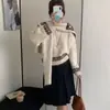 Conjunto de Duas Peças Suéter Cachecol Color Block Estilo Coreano para Mulheres Outono Inverno Novo Tamanho Plus Moda Tendência Rejuvenescedor Temperamento Emagrecedor Malha