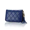 Portatarjetas Personalizado de Cuero Genuino con Borla Estuche para Tarjetas Rfid Billetera con Cremallera para Mujer Portatarjetas de Crédito Venta al por Mayor en Stock