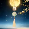 Flores y luna llena para el Festival de Medio Otoño, colgante de campana de palacio de conejo de jade, adorno colgante de borla hecho a mano DIY, carillón de viento para coche, accesorio colgante de decoración navideña