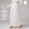 Pantalones de danza modernos para mujer, pantalones tipo falda de gasa sueltos y fluidos con cintas, traje de actuación de danza clásica