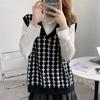 Chique Estilo Coreano Outono 2026 Novo Estilo Preguiçoso Colete de Gola V Pied-de-poule Solto Versátil Suéter Cardigan
