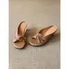 Sandálias de Férias com Tiras Cruzadas e Nó Sazonal First Encounter para Mulheres, Estilo Intelectual Retrô de Nicho Francês com Salto Fino