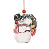 Adornos navideños de madera estilo retro americano, colgantes de madera nostálgicos de muñeco de nieve y Papá Noel, etiquetas colgantes para decoración de árbol de Navidad, regalos