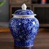 Latas de té azul y blanco latas de cerámica china selladas latas de almacenamiento doméstico almacenamiento Pu'er latas generales embalaje seguro venta al por mayor