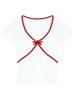 Camiseta de Algodão Puro Estilo Coreano Curta Simples Slim de Manga Curta Feminina Spice Girls Wear Decote V Top Clavícula Verão Novo