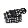 Cinturón Tachonado Estilo Punk Pu Oscuro para Mujer con Diseño Único de Púas de Estrella, Versátil para Jeans, Cinturón Decorativo de Moda