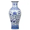 Jarrón de Porcelana Azul y Blanco Adornos Decorativos Jingdezhen Porcelana Azul y Blanca Clásica China Jarrón Pequeño Altura 36 cm Dispositivo para Arreglos Florales