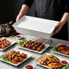 Plato Cerámico Rectangular Hotel Buffet Restaurante Plato Cuadrado Grande Bandeja Especial Comercial Combinación Plato Aislado