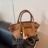 Bolsa de Palha Estilo Vintage para Mulheres 2026 Nova Bolsa Saco de Camurça Outono/Inverno Bolsa Transversal com Estampa de Leopardo
