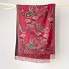 Fabricante Estilo Étnico Retro Bufanda de Flores con Borlas para Mujer Calidez Diaria al Aire Libre Protección contra el Viento Chal Venta al por Mayor