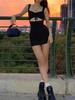 Saia de alça de comércio exterior transfronteiriço europeu e americano, garota popular, nicho, cintura alta, cordão vazado, vestido justo sexy slim, puro desejo