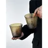 Taza Grande de Café Oscuro Rayada Martillada Simple Estilo Retro Japonés Taza de Café de Alto Valor Lujo Ligero Taza para Bebidas Frías