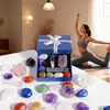 Caixa de Conjunto de Pedras Brutas de Cristal dos 7 Chakras Bloco de Ametista Ágata Marroquina Geodo Gesso Transparente Pedra de Yoga Atacado