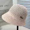 Corea del Sur Nuevo Sombrero de Paja Sombrero de Pescador para Mujer Verano Tejido Transpirable Protección Solar Sombrilla Facial Sombrero Cubo Pequeño Todo Fósforo Sombrero Cubo