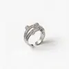 Anillo Abierto de Alambre Retorcido Retro con Incrustaciones de Cristal Bicolor Oro y Plata Anillo de Dedo Tejido de Cable Multicapa Personalidad Trabajo Pesado Anillo de Dedo Ajustable