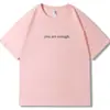 Camiseta de Algodón Talla Europea Transfronteriza Sitio Independiente de Amazon Estampado de Letras Inglesas Top Cuello Redondo Manga Corta Camiseta para Mujer