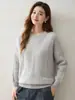Estilo Coreano Nuevo Tejido de Canalé Cuello Redondo Cachemira Prendas de Punto para Mujer Holgado Suéter Cálido Versátil Capa Base Superior