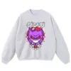 Sudadera con Estampado de Anime Japonés Lavada Vintage Negro Carbón Holgada Hombro Caído Unisex Retro Tendencia Marca Sudadera