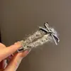 Grampo de Lã com Strass de Luxo Leve para Mulheres Outono e Inverno Estilo Coreano Presilha Lateral Estilo Doce e Cool Grampo Lateral de Laço com Diamante Acessórios de Cabelo
