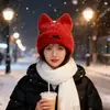 Gorro de Punto con Orejas de Gato Nuevo Transfronterizo Gorro de Lana Bordado Lindo Cálido de Otoño e Invierno Gorro Jersey Comercio Exterior Gorro para el Frío