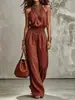 Comercio exterior transfronterizo europeo y americano ropa de mujer verano 2026 sexy sin mangas espalda descubierta ajustado a la cintura cuello halter pantalón de pierna ancha para mujer