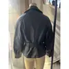 Moda feminina europeia e americana transfronteiriça, popular no AliExpress: moda outono jaqueta de couro casual de corte solto com cinto