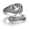 Anillo abierto de girasol retro europeo y americano para mujer, anillo de índice con patrón de pájaro a juego, disponible en stock.