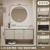Gabinete de baño estilo francés, color crema, pastoral, con lavabo, iluminación ambiental, espejo, tocador integrado y lavabo integrado de cerámica, popular en línea