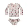 Traje de Baño para Niñas de Alta Apariencia Manga Larga Protección Solar Conjunto de Dos Piezas Estilo Ins Traje de Baño Floral Coreano para Niñas