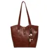 Bolsa tote retrô de grande capacidade para mulheres, nova coleção outono 2026, bolsa de ombro moderna estilo coreano, bolsa para o dia a dia