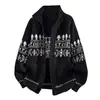 Moda Otoño/Invierno 2025 Nuevo Suéter Cardigan de Navidad con Solapas para Hombre Tejido Holgado Chaqueta Abrigo Argyle Talla Grande