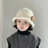 Sombrero para Bebé Niña Otoño e Invierno Estilo Coreano Moda Sombrero de Pescador Tejido para Bebé Sombrero de Pescador Grueso Elegante para Niñas de Invierno