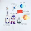 Decoración de pastel para hornear astronauta cohete nave espacial muñeco decoración niño del espacio tarjeta de cumpleaños enchufe