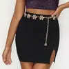 Cadena de Cintura Exquisita de Aleación de Oro con Forma de Hoja Europea y Americana para Mujer, Cinturón Metálico para Ropa, Cadena de Cintura Simple y de Moda, Decoración de Cintura de Comercio Exterior