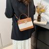 Bolsa Balde Casual Portátil Estilo Coreano Feminina 2025 Nova Moda Moderna Costura em Cores Contrastantes Têxtil Ombro Transversal
