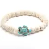 Pulseira de Contas Redondas de Pedra Natural 8mm Tartaruga Olho de Tigre Turquesa Pedra Vulcânica Pulseira Elástica Personalizada da Moda