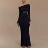 Vestido Europeu e Americano Transfronteiriço de Uma Alça com Recorte em Renda Slim Cauda de Peixe Ins High-End Roupa Feminina para Banquete