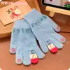 Luvas quentes de inverno pelúcia desenho animado fofo Natal Boneco de Neve cinco dedos luvas de dedo tela sensível ao toque estudante menina